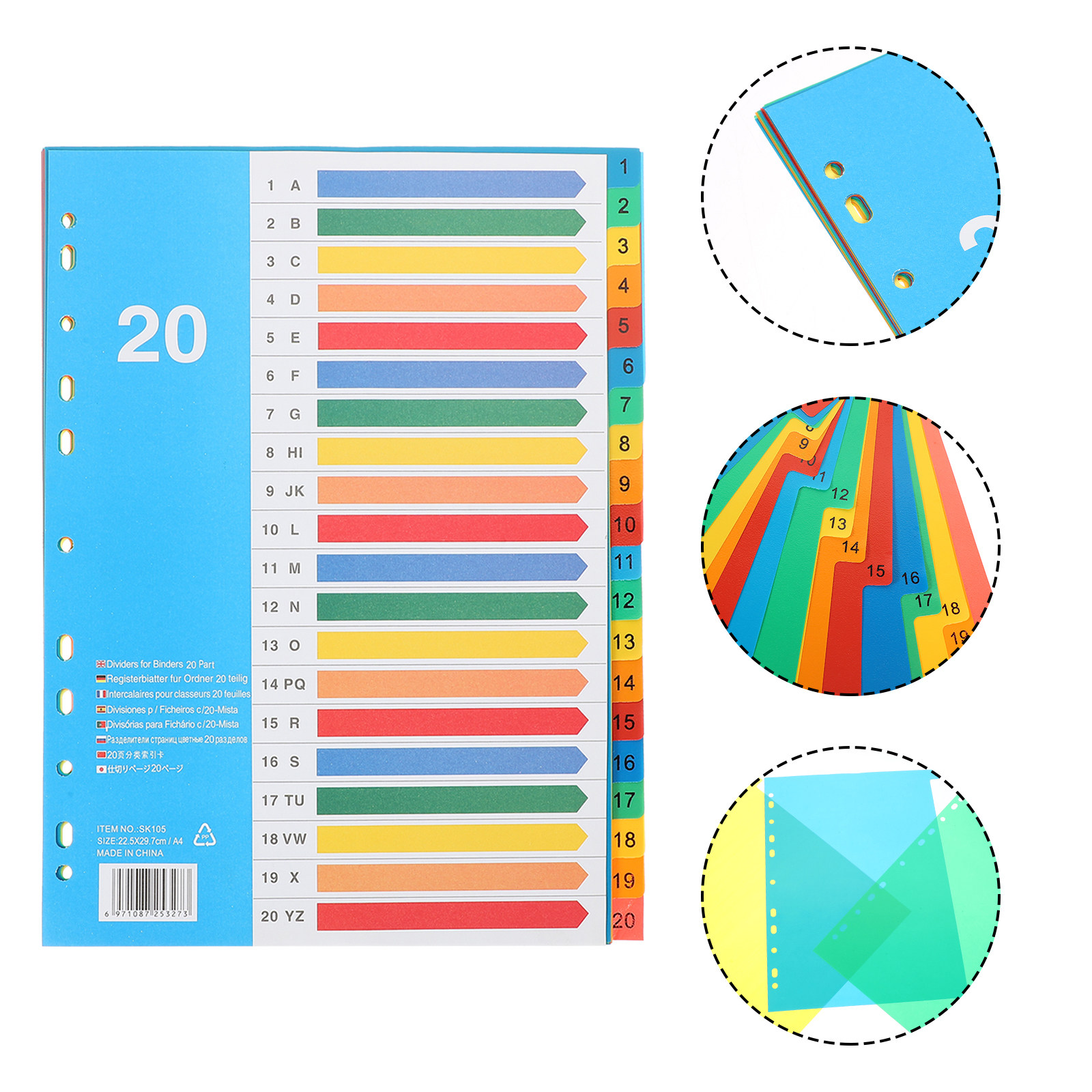 Tab Divider A4 - 5 قطع فواصل ملفات بلاستيكية ملونة