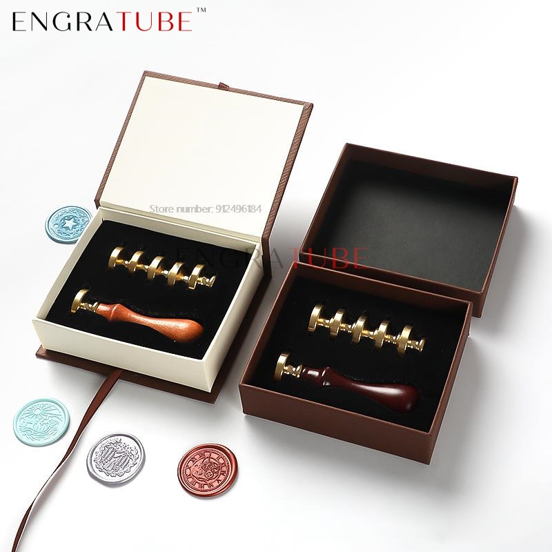 Wax Seal Stamp Set - 6 رؤوس ختم من الشمع النحاسي