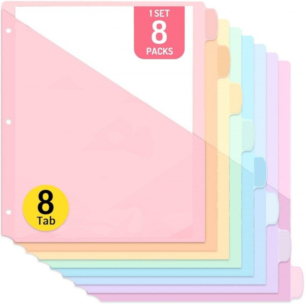 Tab Divider A4 - 8 قطع فواصل ملفات بلاستيكية بحجم